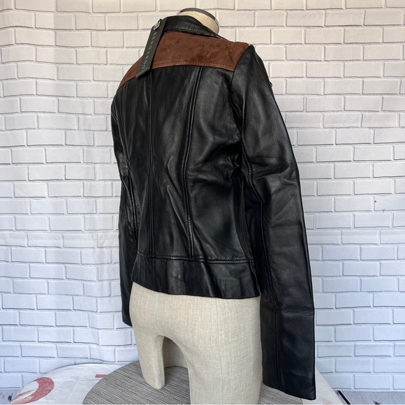 NEW Bernardo Genuine Leather Mixed Media
Animal Print Black Moto Jacket MSRP$415 - Picture 7 of 15